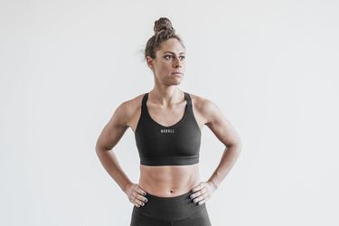 Nobull Pace Plush Heather Women's Sports Bras Black | Australia (LY2467)